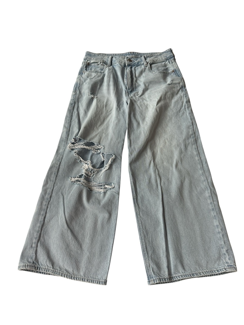 American Eagle Super High- Rise Baggy Wide Leg Ankle Jeans